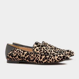 Long Tall Sally Beige Leopard Print Suede Loafers